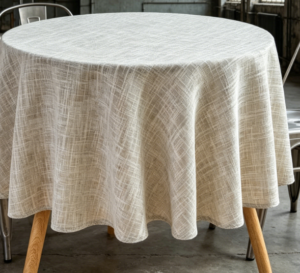 Cotton-Linen Textured Waterproof Tablecloth, Soft Cream Color