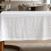 White Pure Linen Tablecloths, Overlocked Edges, Machine Washable