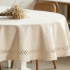 Hollowed-Out Linen And Polyester Tablecloths, Waterproof And Stain-Resistant